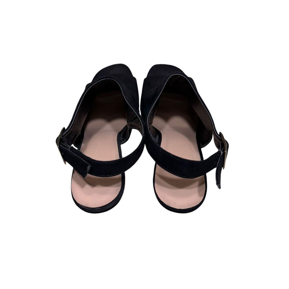 Wild Diva Lounge Open Toe Sandals Black Suede Size‎ 9 Wood Block Heel - Picture 9 of 11